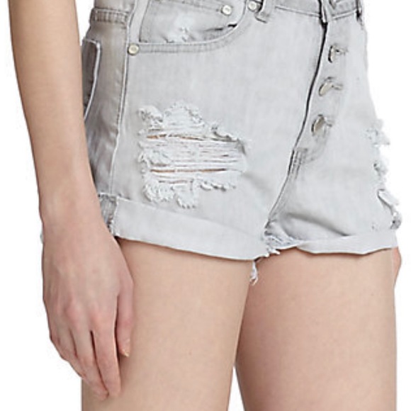 ONE TEASPOON Hawks Shorts Relaxed Fit Distressed Ice Grey - Picture 5 of 16